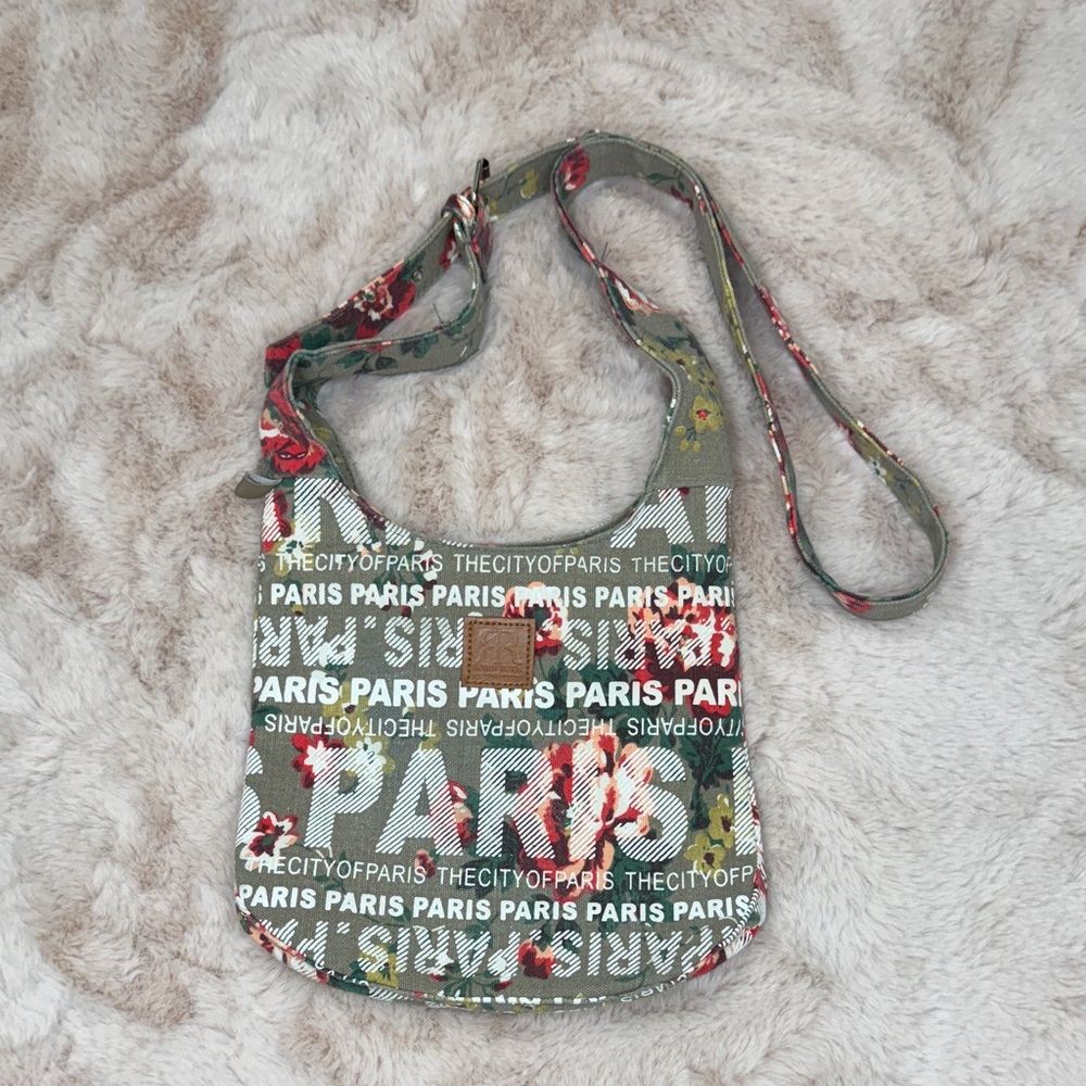Robin Ruth Green Floral Paris Crossbody Bag